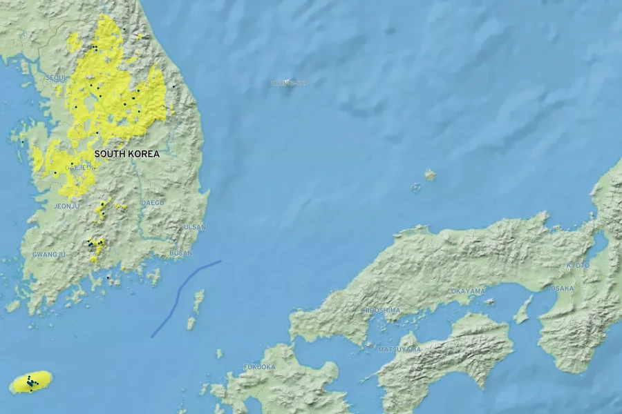 Abies koreana Native Range