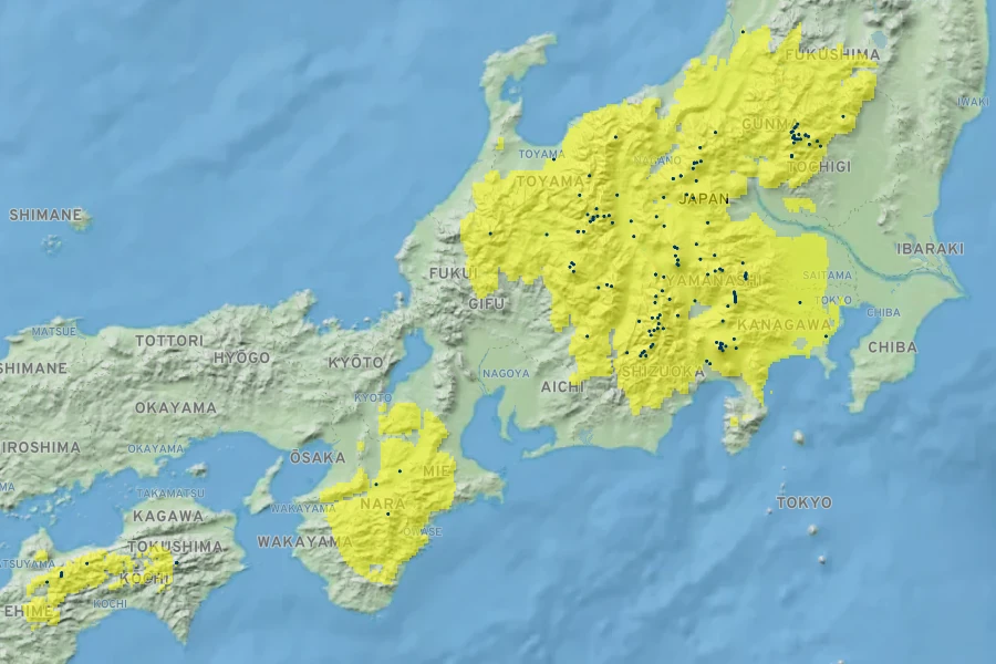 Abies veitchii Native Range