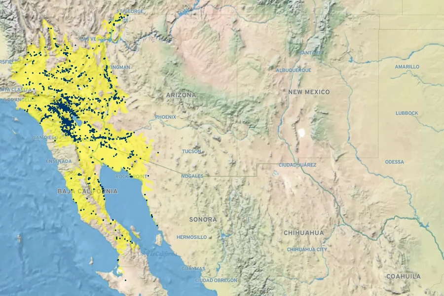 Abronia villosa Native Range