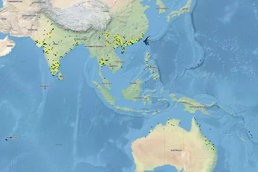 Abutilon indicum Native Range