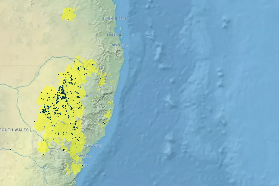 Acacia cheelii Native Range