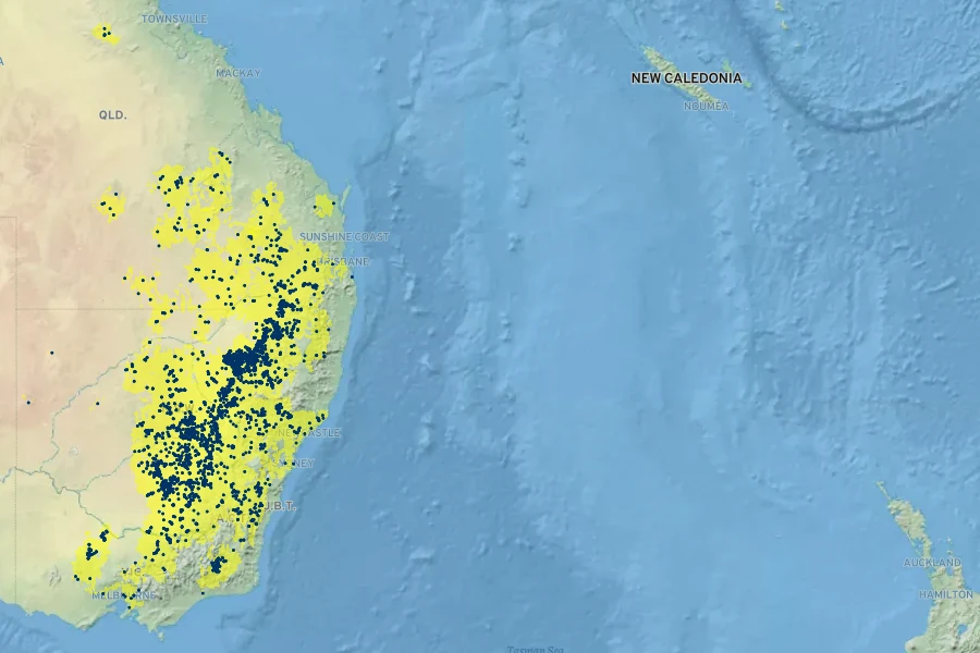 Acacia deanei Native Range