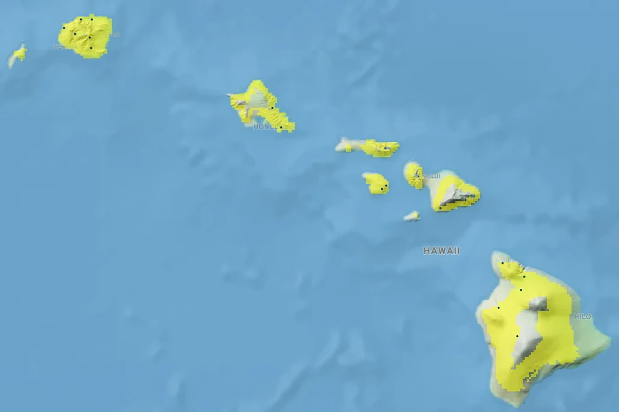 Acacia koaia Native Range
