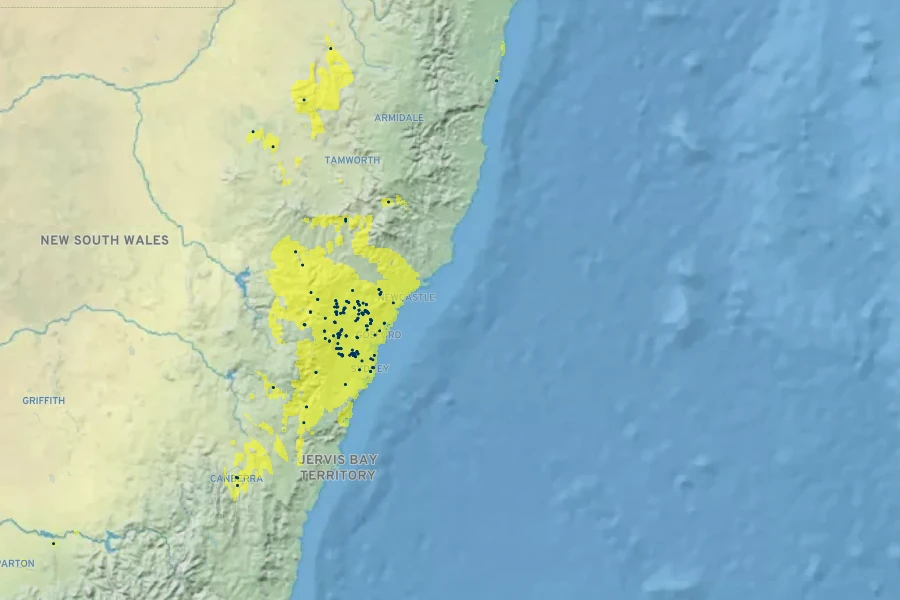 Acacia lunata Native Range