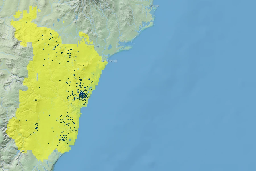 Acacia prominens Native Range