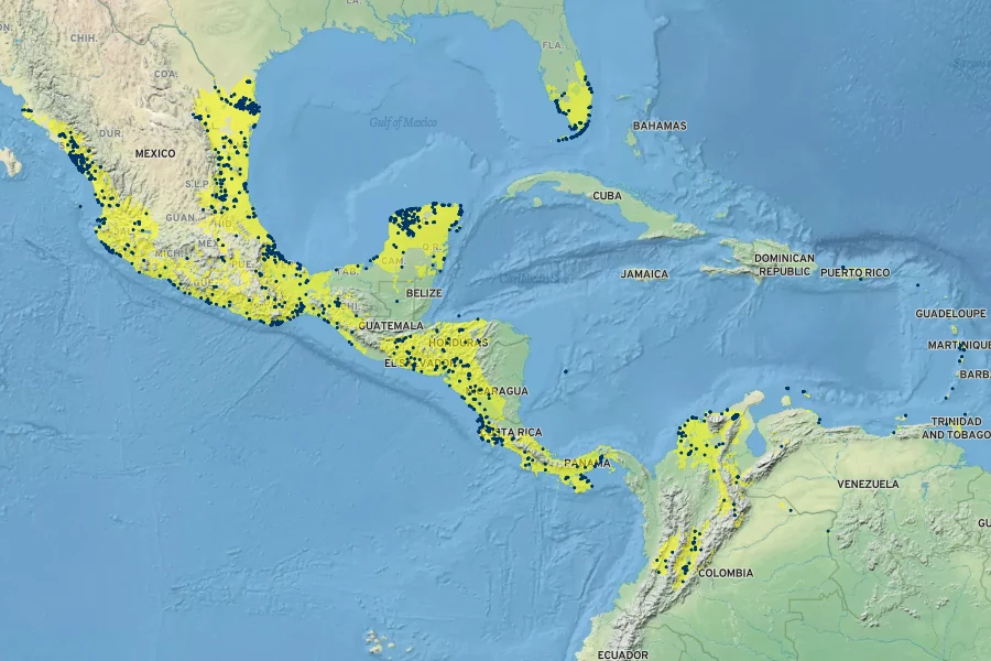 Acanthocereus tetragonus Native Range
