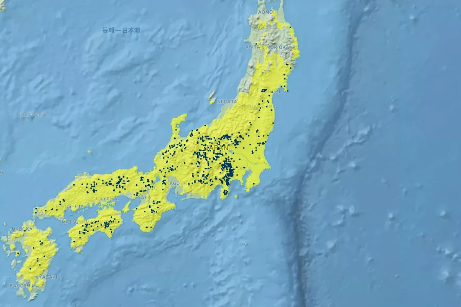 Acer carpinifolium Native Range