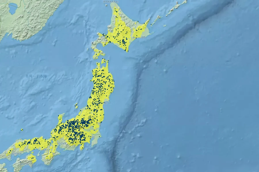 Acer japonicum Native Range
