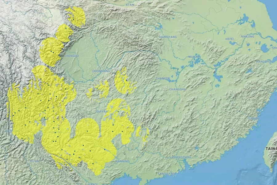 Acer paxii Native Range