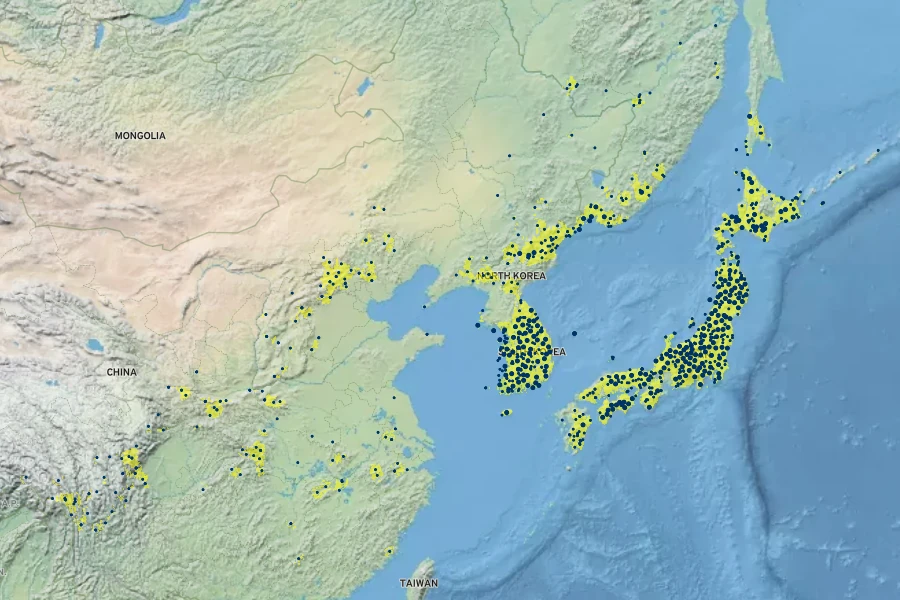 Acer pictum Native Range