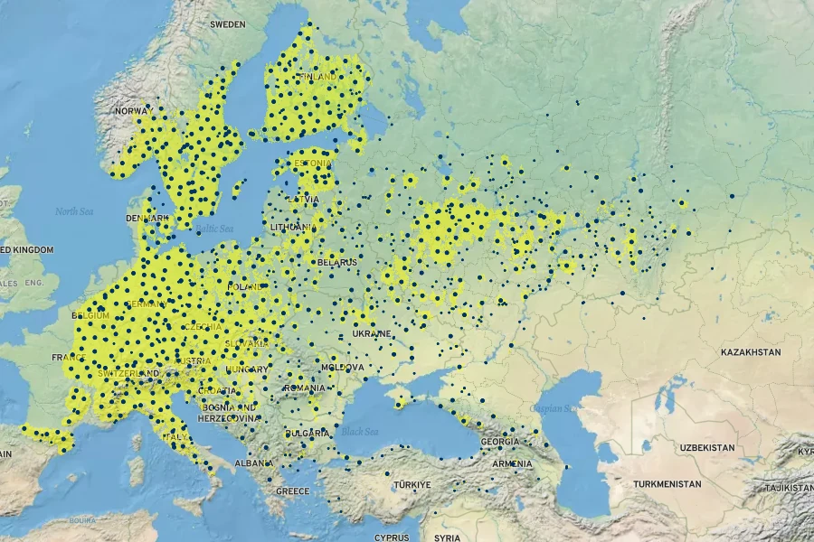 Acer platanoides Native Range