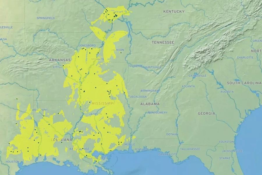 Acer rubrum var. drummondii Native Range