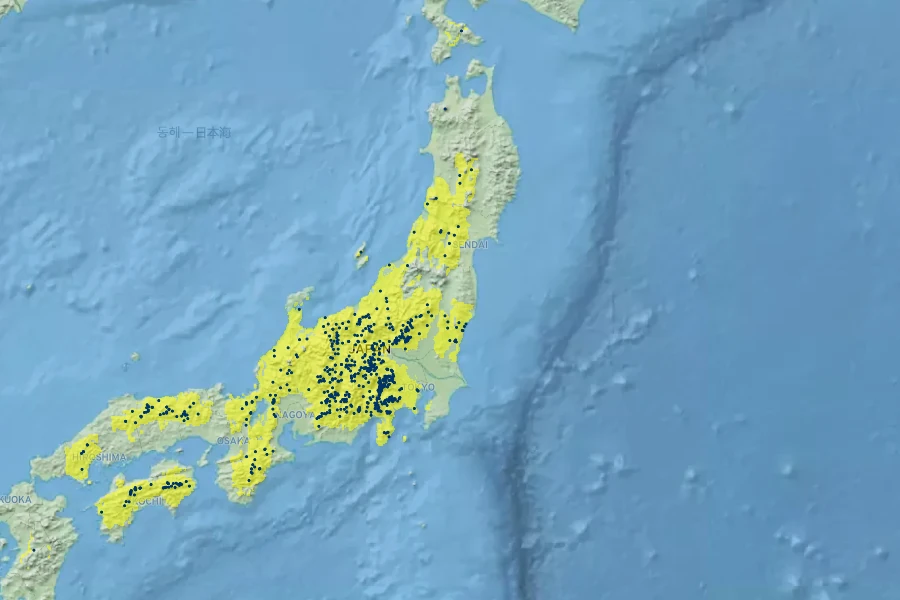 Acer shirasawanum Native Range
