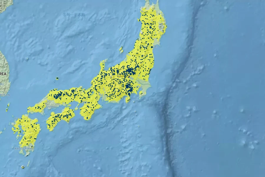 Acer sieboldianum Native Range