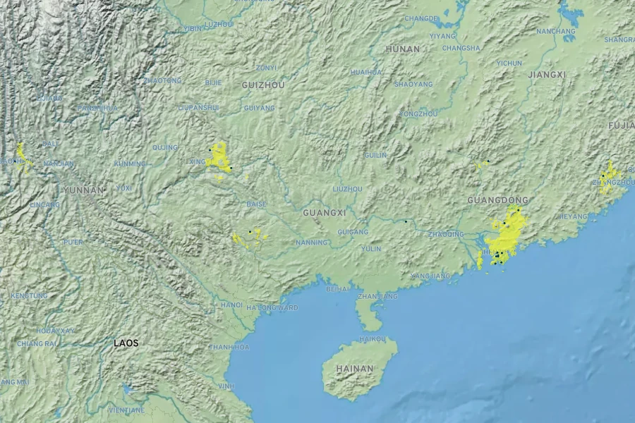 Acer sino-oblongum Native Range