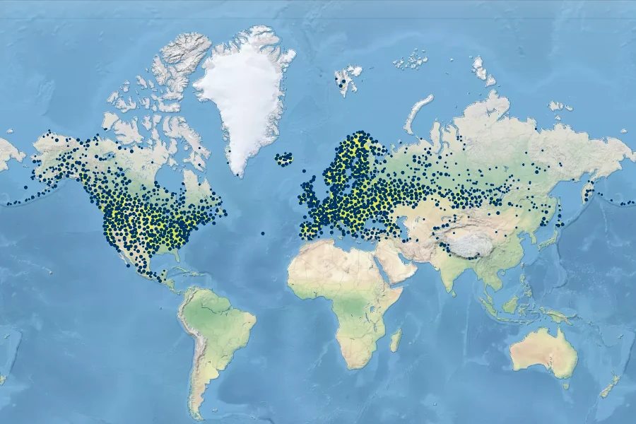 Achillea millefolium Native Range
