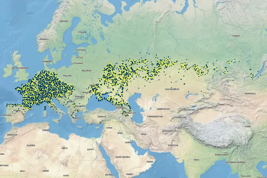 Achillea nobilis Native Range