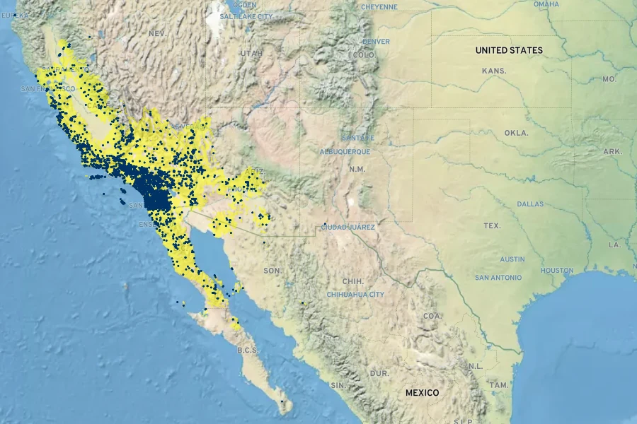 Acmispon strigosus Native Range