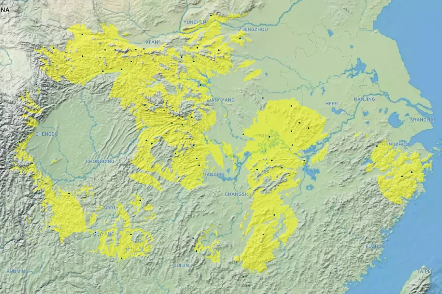 Aconitum carmichaeli Native Range