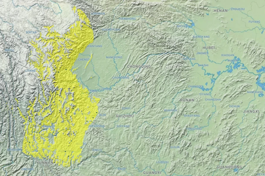 Aconitum episcopale Native Range