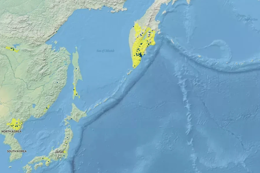 Aconitum fischeri Native Range