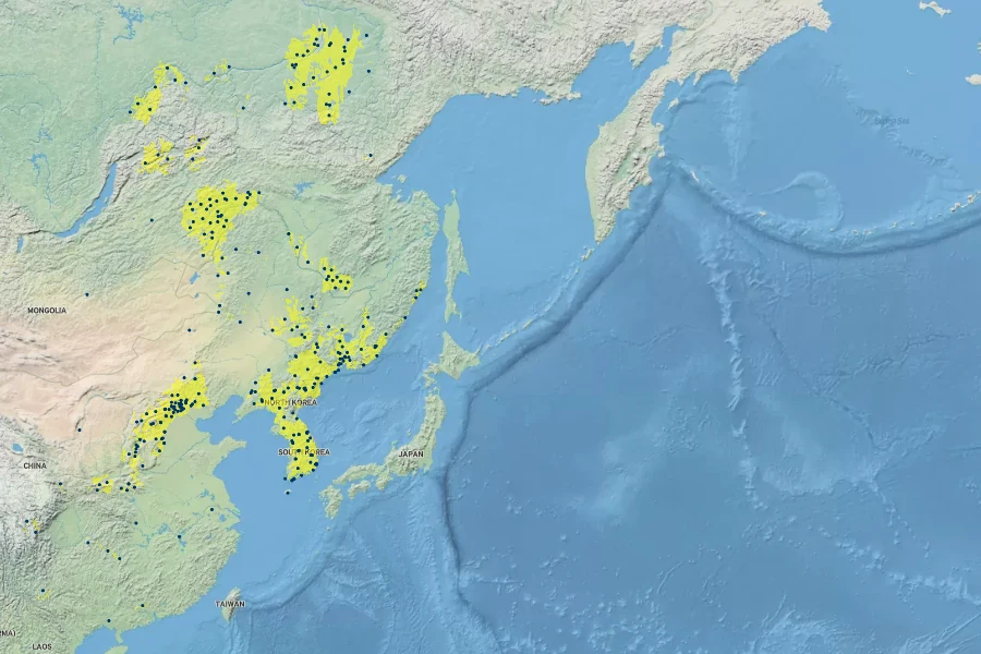 Aconitum kusnezoffii Native Range