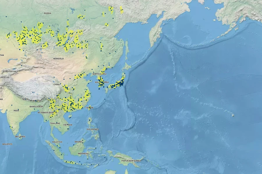 Acorus calamus Native Range
