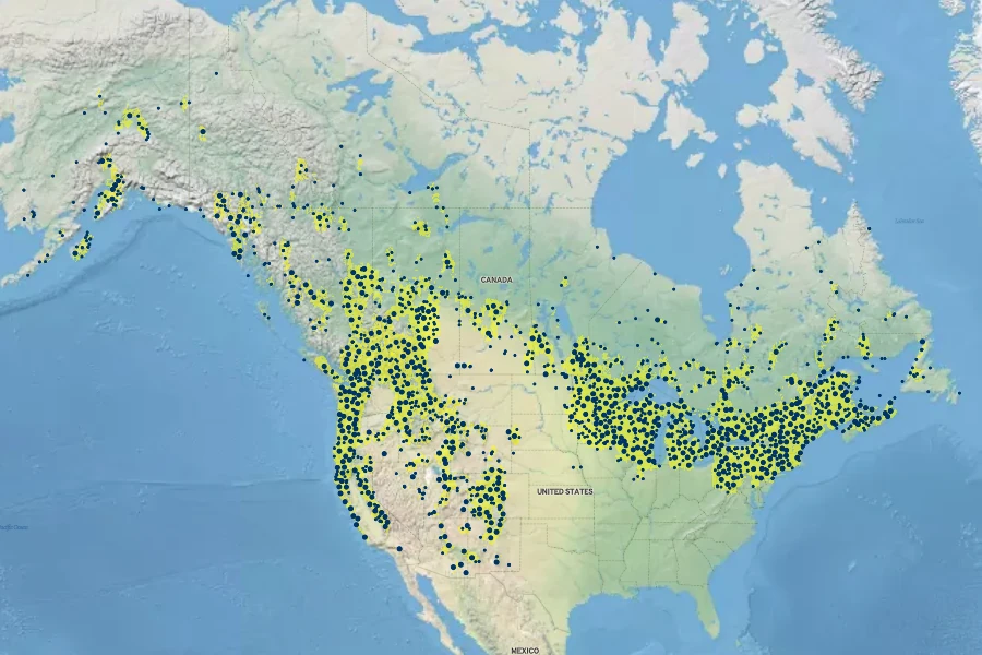 Actaea rubra Native Range