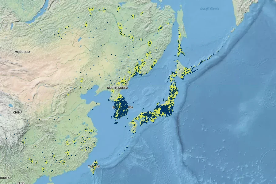 Adenophora triphylla Native Range
