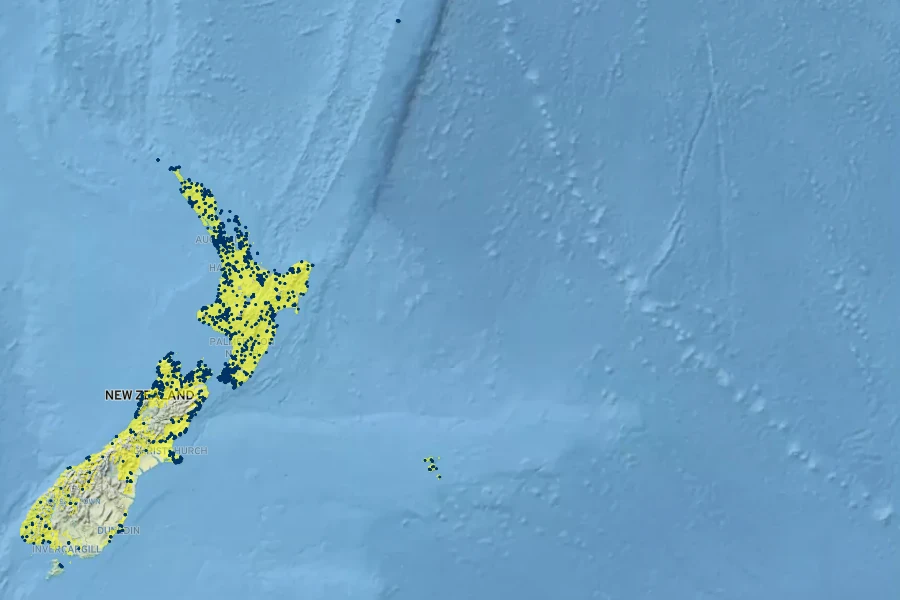 Adiantum cunninghamii Native Range