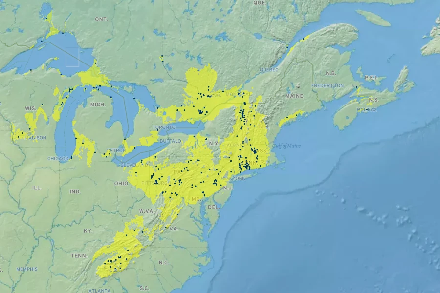 Adlumia fungosa Native Range