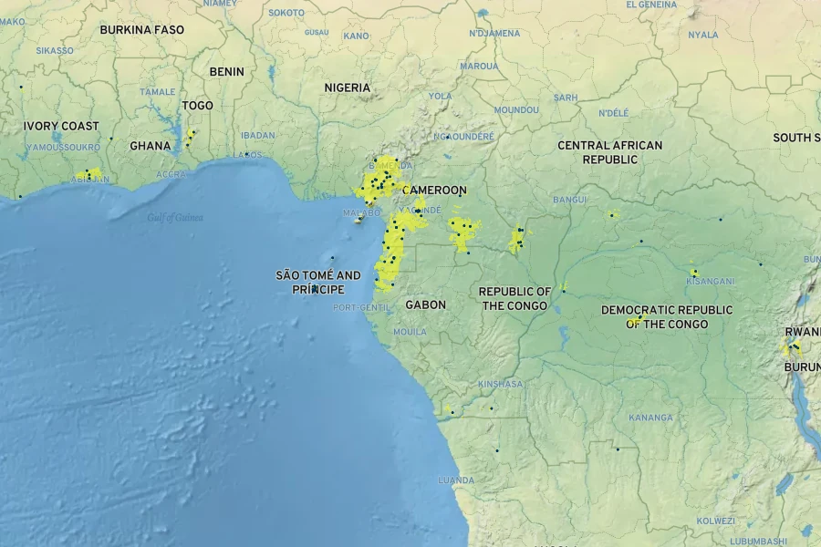 Aframomum daniellii Native Range