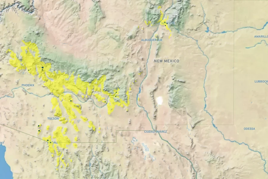 Agastache rupestris Native Range