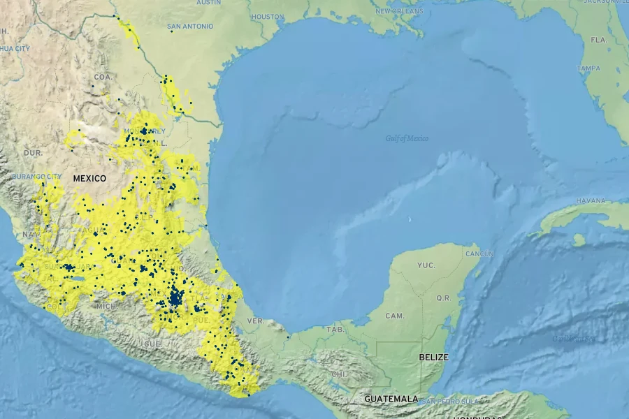 Agave americana Native Range