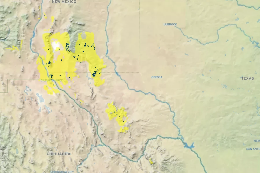 Agave parryi subsp. neomexicana Native Range