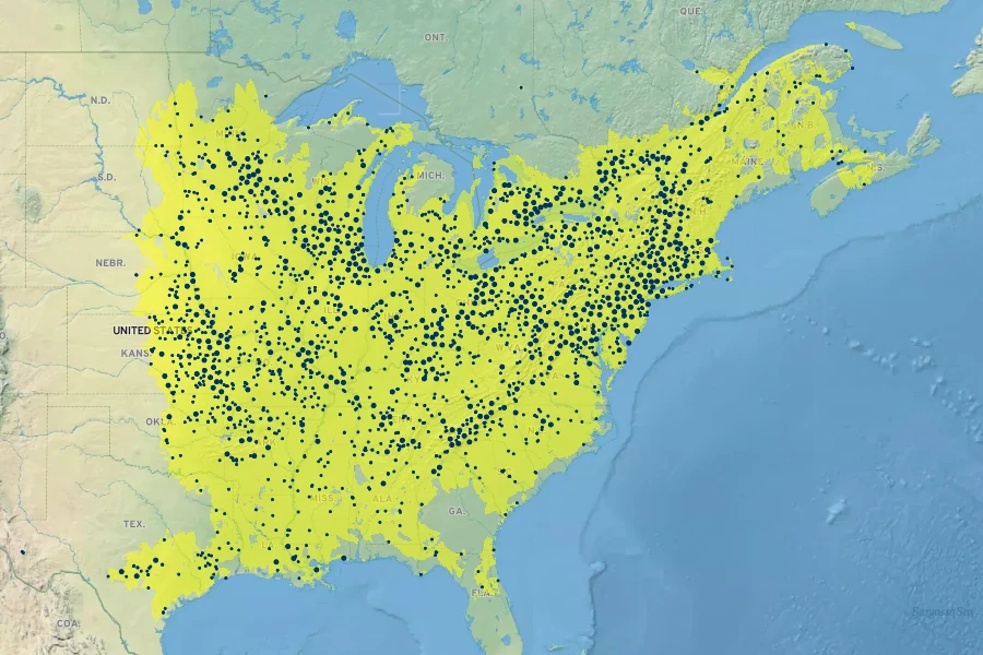 Ageratina altissima Native Range