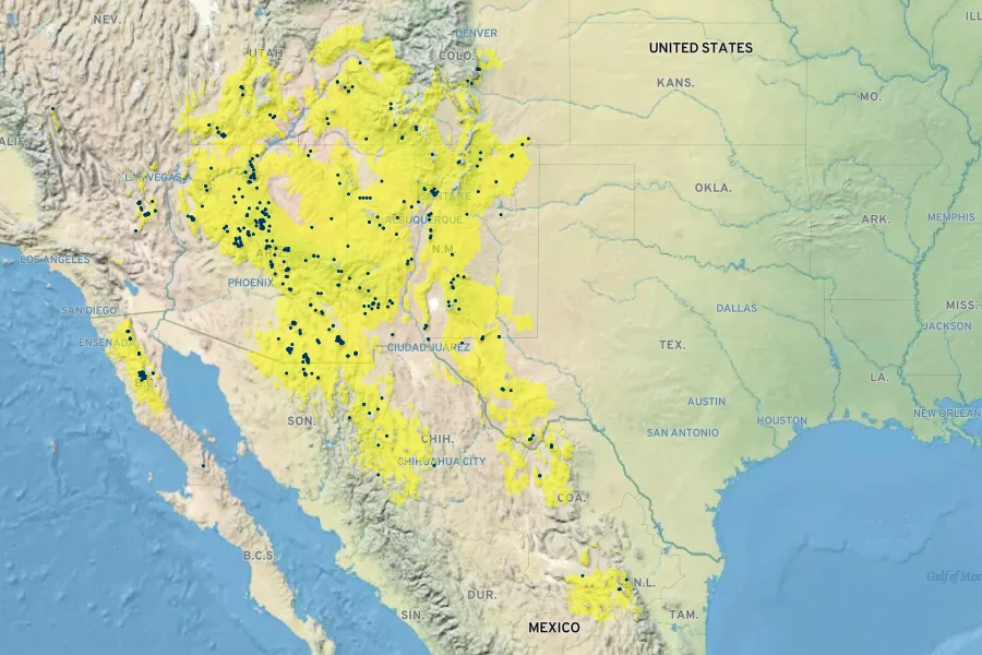 Ageratina herbacea Native Range