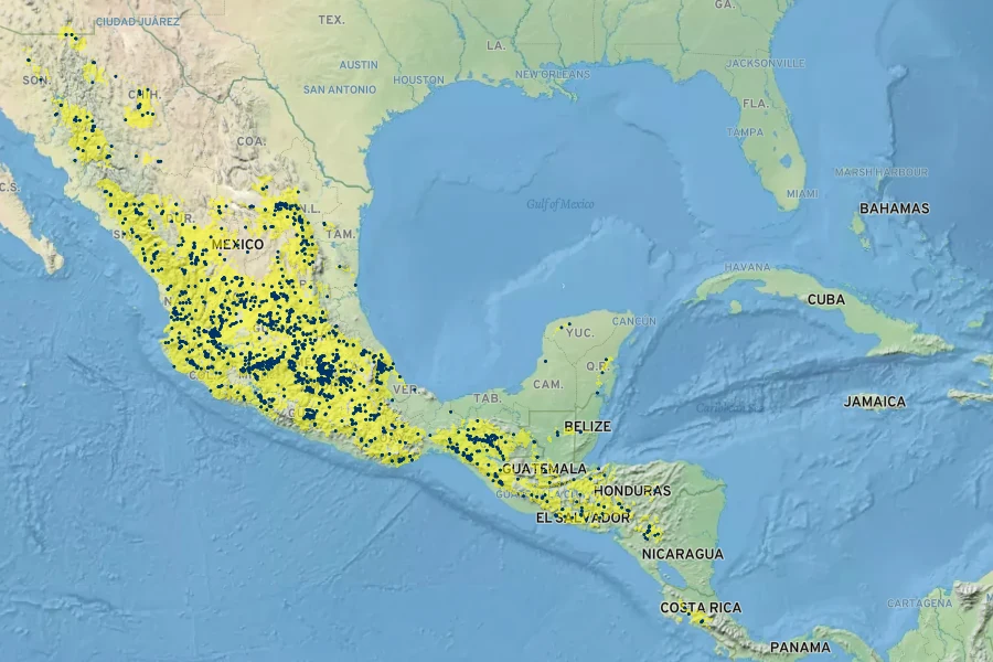 Ageratum corymbosum Native Range