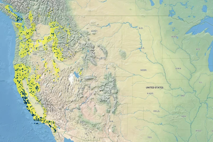 Agoseris grandiflora Native Range