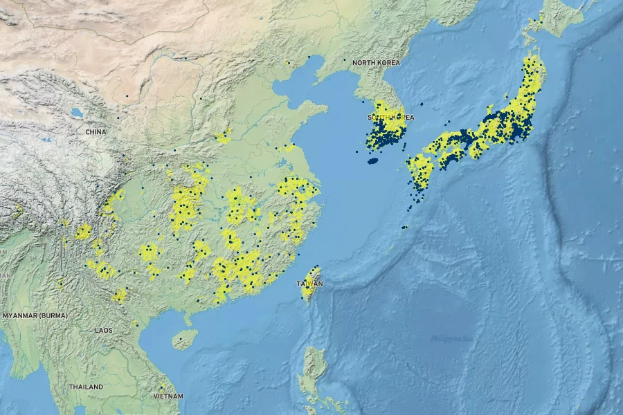 Ajuga decumbens Native Range