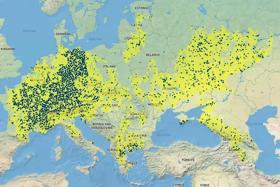 Ajuga genevensis Native Range