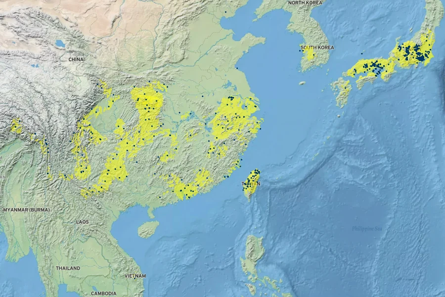 Ajuga nipponensis Native Range