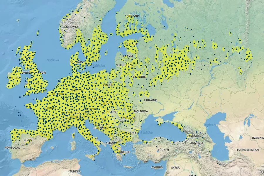 Ajuga reptans Native Range
