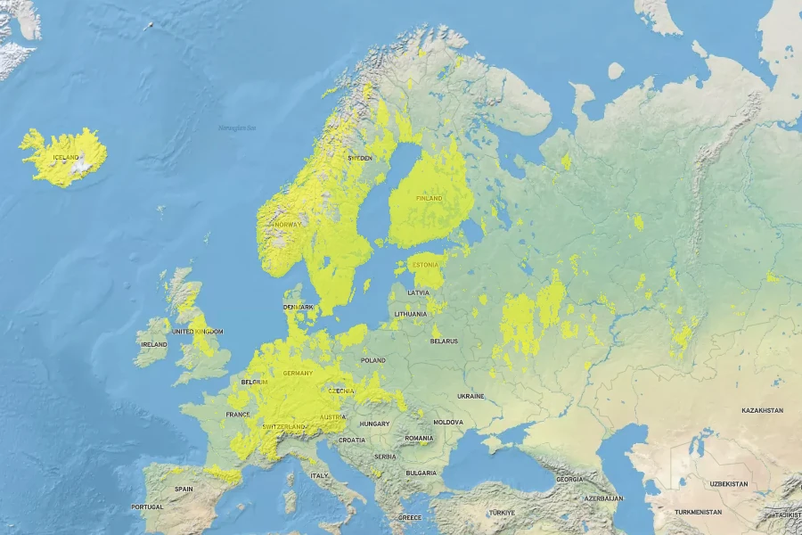 Alchemilla vulgaris Native Range