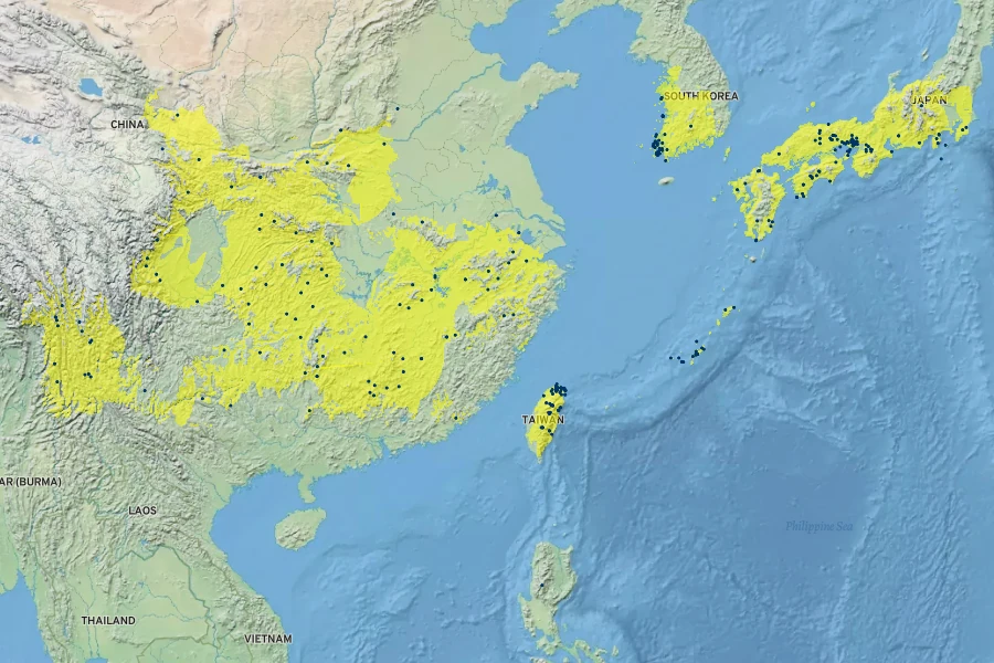 Aletris spicata Native Range