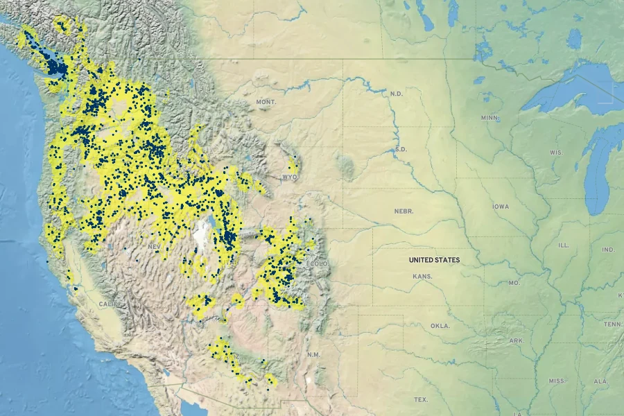 Allium acuminatum Native Range