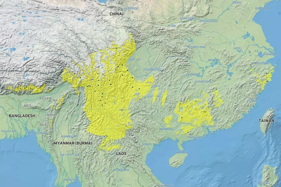 Allium hookeri Native Range