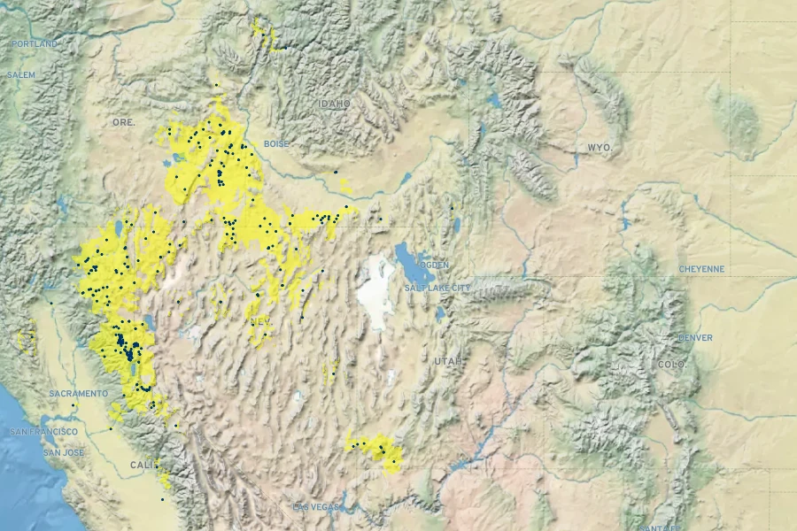 Allium lemmonii Native Range
