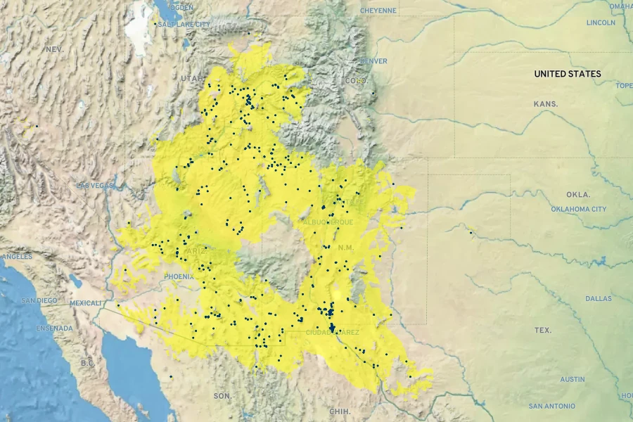 Allium macropetalum Native Range
