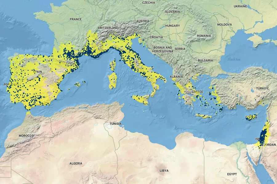Allium neapolitanum Native Range
